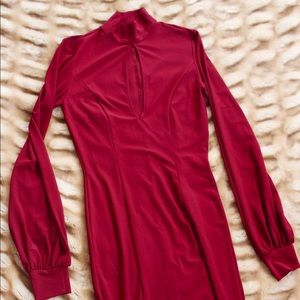 Wine color bodycon dress